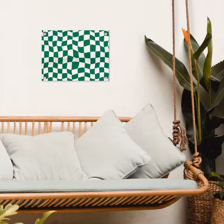 Schaakbord - Golvend - Groen tuinposter los doek klein 239 -sfeer7