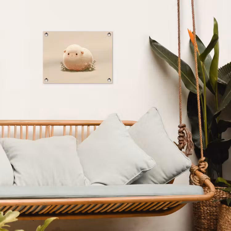 Schaap - Beige - Bloemen tuinposter los doek klein -sfeer7