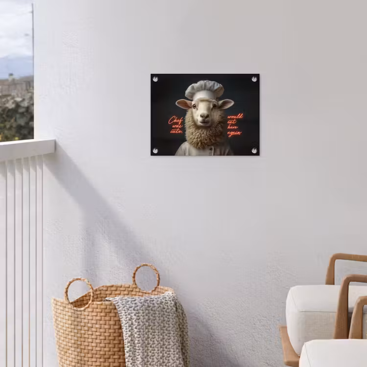Schaap - Kokskleding - Neon - Quote tuinposter los doek klein -sfeer8
