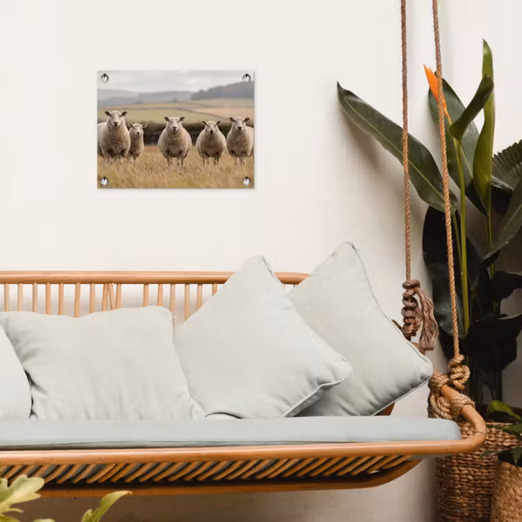 Schapen - Weidenlandschap - Heuvels tuinposter los doek klein -sfeer7