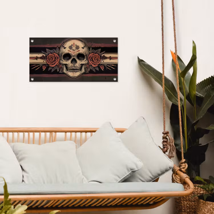 Schedel - Rozen - Gotisch tuinposter los doek klein -sfeer7