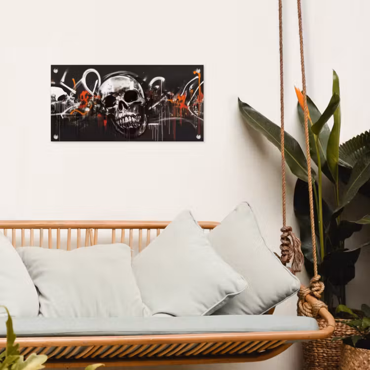 Schedels - Kunst - Donker - Rood tuinposter los doek klein -sfeer7