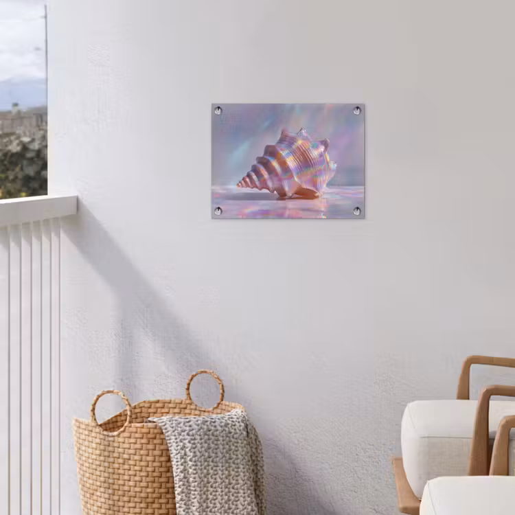 Schelp - Glanzend - Regenboogtinten tuinposter los doek klein -sfeer8