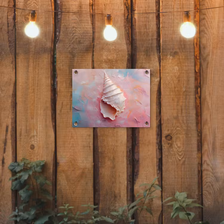 Schelp - Pastel - Pink tuinposter los doek klein -sfeer1