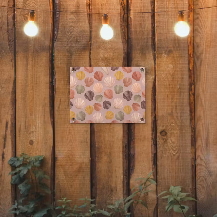 Schelp - Patroon - Zee - Aquarel - Aardetinten tuinposter los doek klein -sfeer1