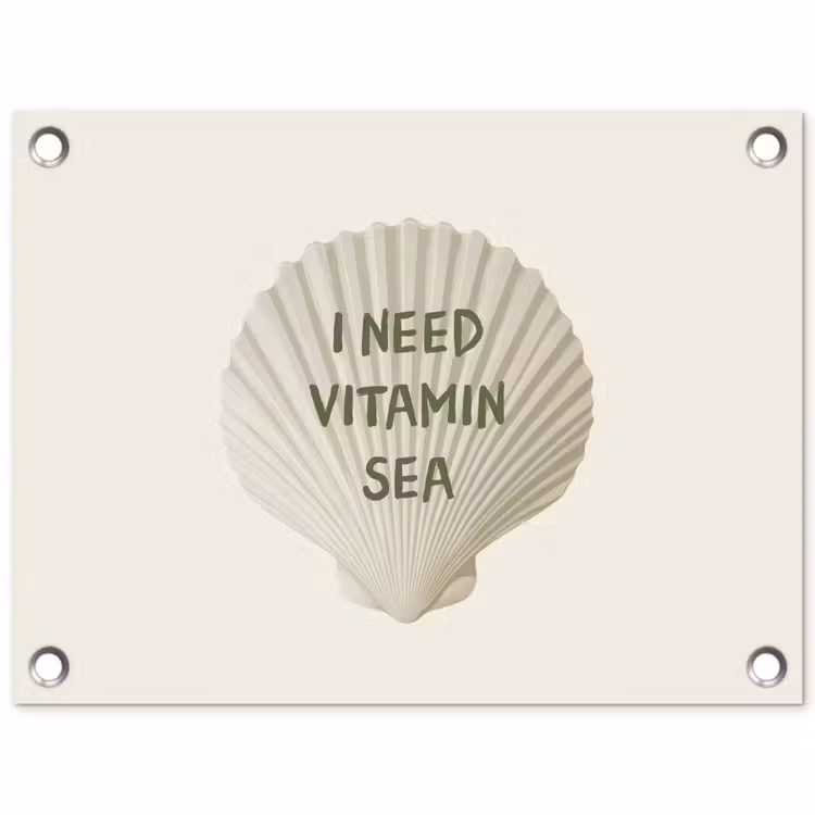 Schelp - Quote - Groen tuinposter los doek klein -3d