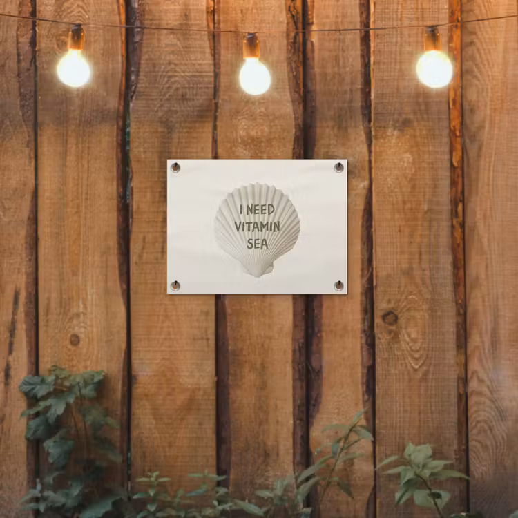 Schelp - Quote - Groen tuinposter los doek klein -sfeer1