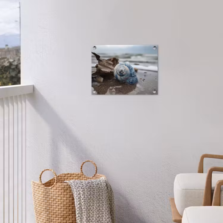 Schelp - Strand - Blauw - Zee tuinposter los doek klein -sfeer8