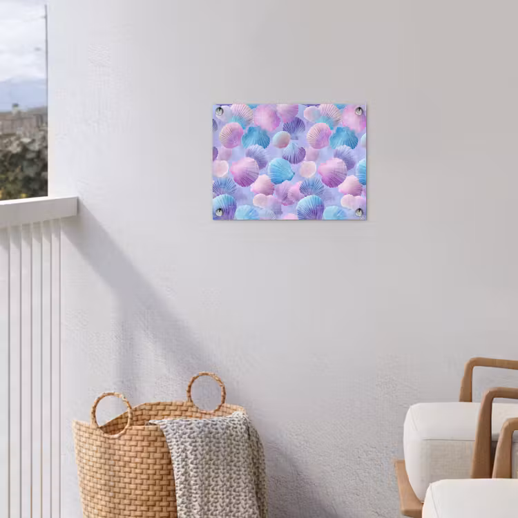 Schelpen - Paars - Blauw - Patroon tuinposter los doek klein -sfeer8
