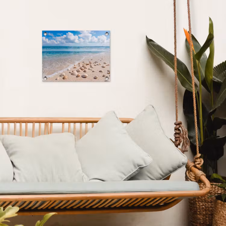 Schelpen - Strand - Natuur - Beige tuinposter los doek klein -sfeer7
