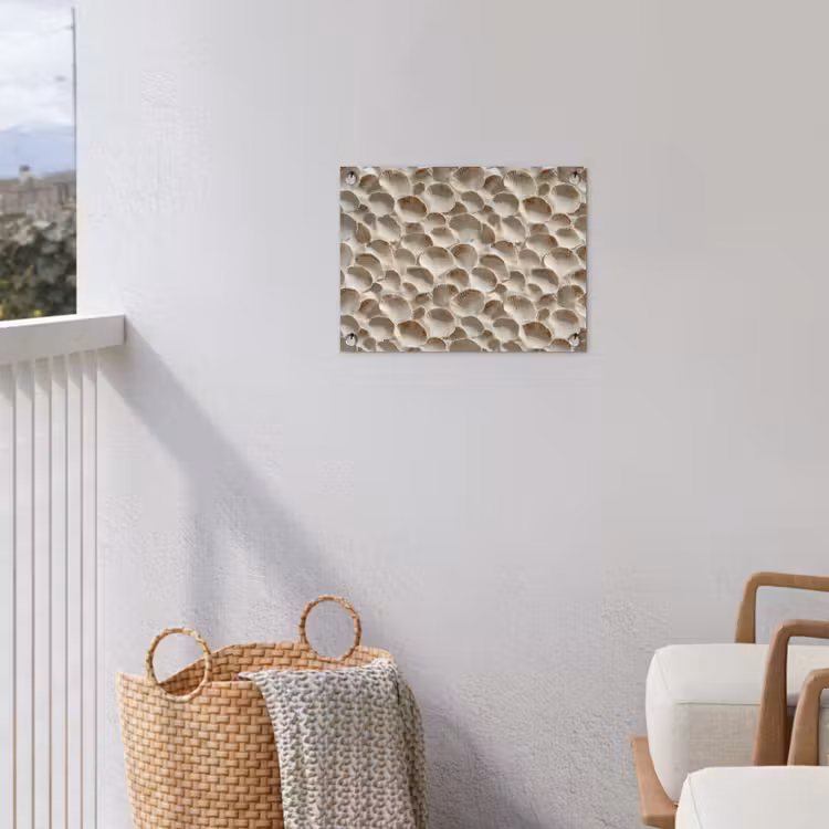Schelpen - Waaiervorm - Wit tuinposter los doek klein 239 -sfeer8