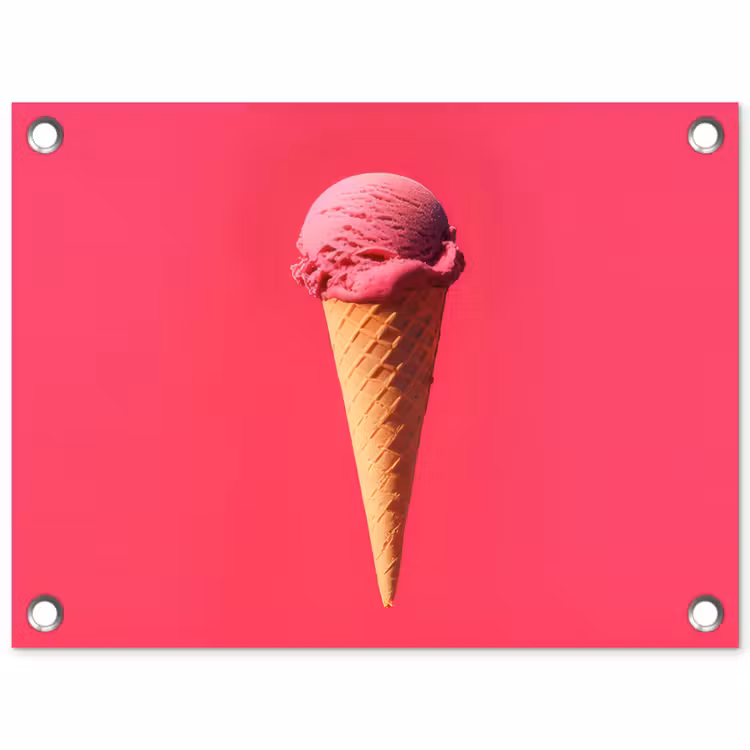 Schepijs - Roze - Hoorntje tuinposter los doek klein -3d