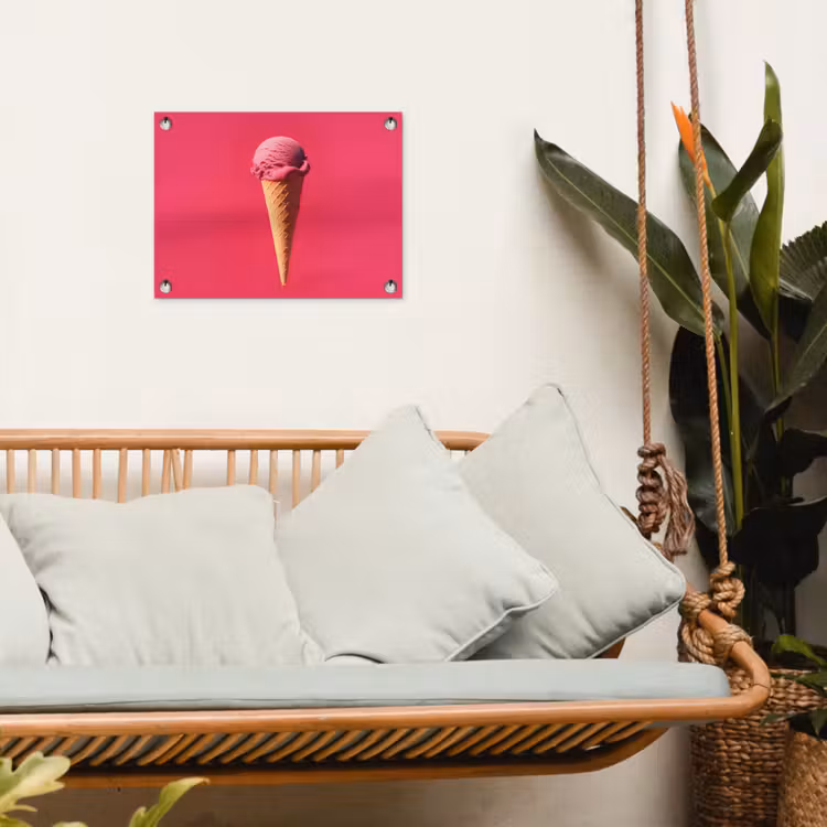 Schepijs - Roze - Hoorntje tuinposter los doek klein -sfeer7