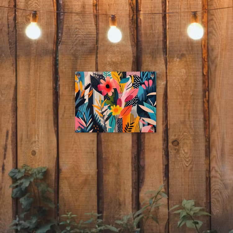 Schilderij - Abstract - Bloemen - Roze tuinposter los doek klein -sfeer1