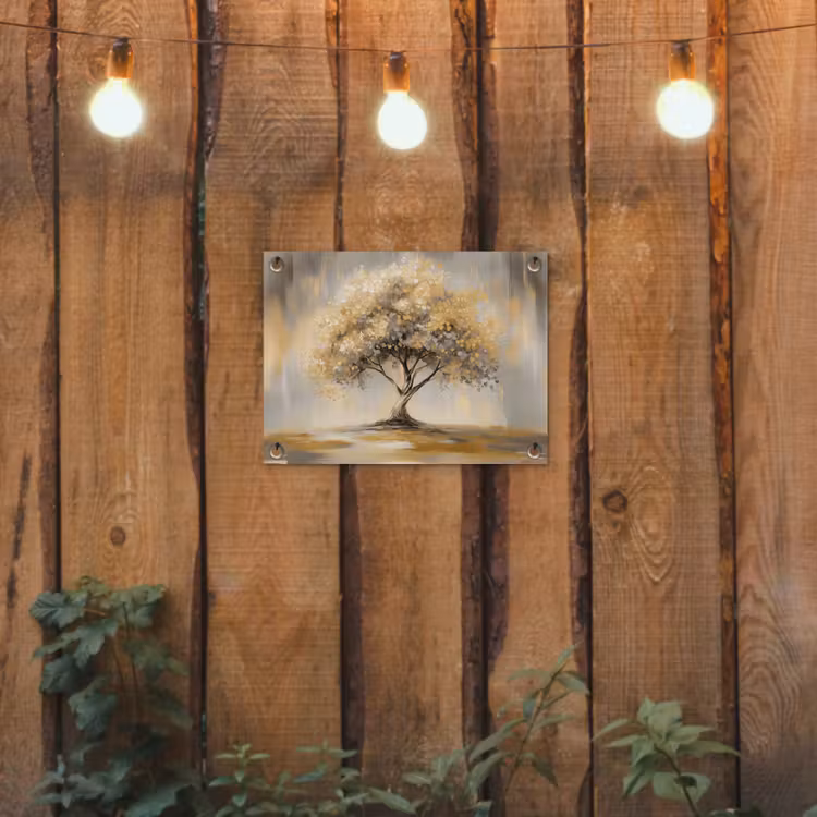 Schilderij - Boom - Abstract - Bladeren tuinposter los doek klein -sfeer1
