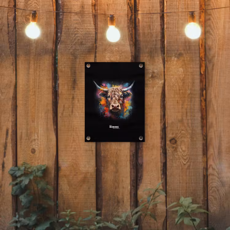Schotse hooglander als graffiti art tuinposter los doek klein -sfeer1
