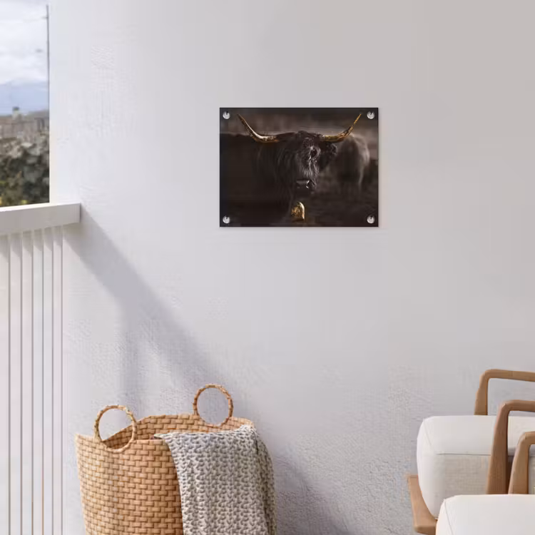 Schotse hooglander - Goud - Koebel - Hoorns - Dieren tuinposter los doek klein -sfeer8