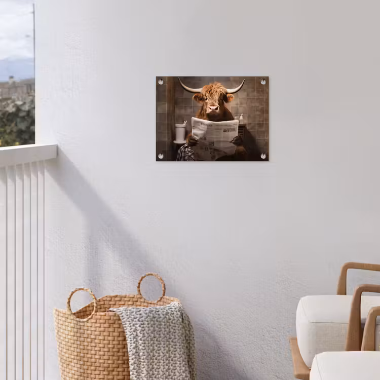 Schotse hooglander - Krant - Toilet tuinposter los doek klein -sfeer8