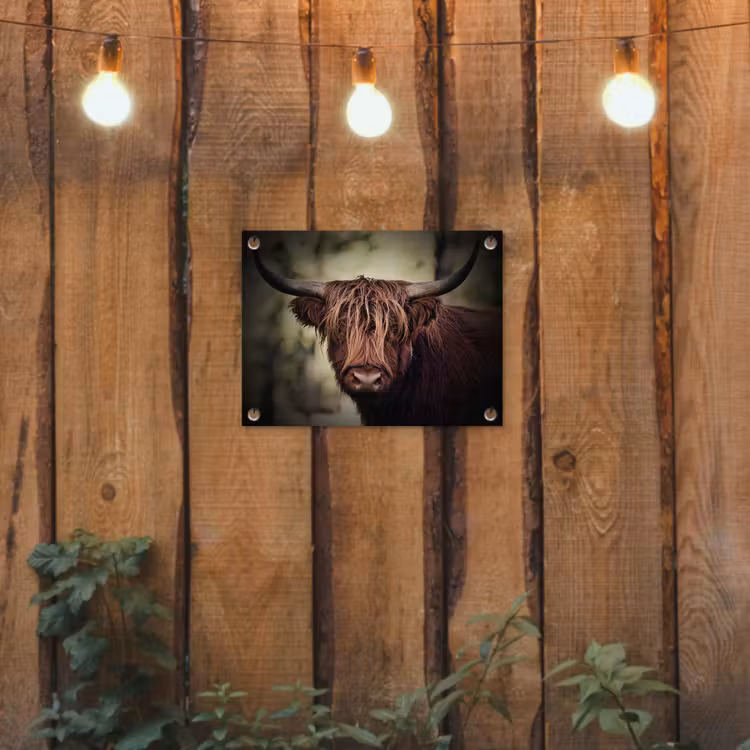 Schotse hooglander - Licht - Portret - Natuur tuinposter los doek klein -sfeer1