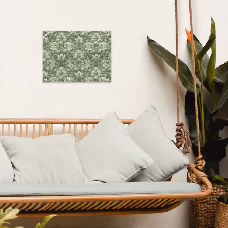 Sierlijk - Lichtgroen - Planten - Patroon - Getailleerd tuinposter los doek klein 239 -sfeer7