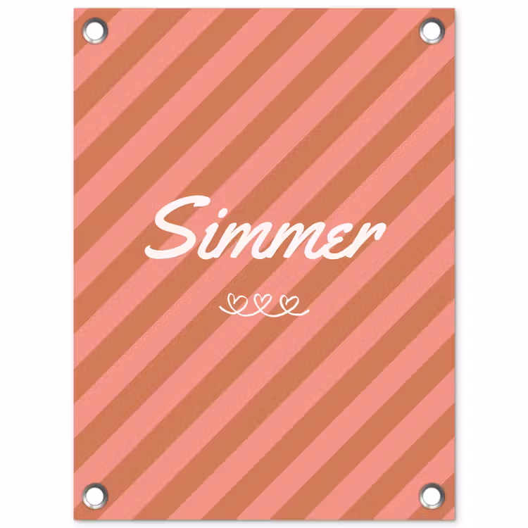 Simmer - Hartjes - Strepen - Roze tuinposter los doek klein -3d
