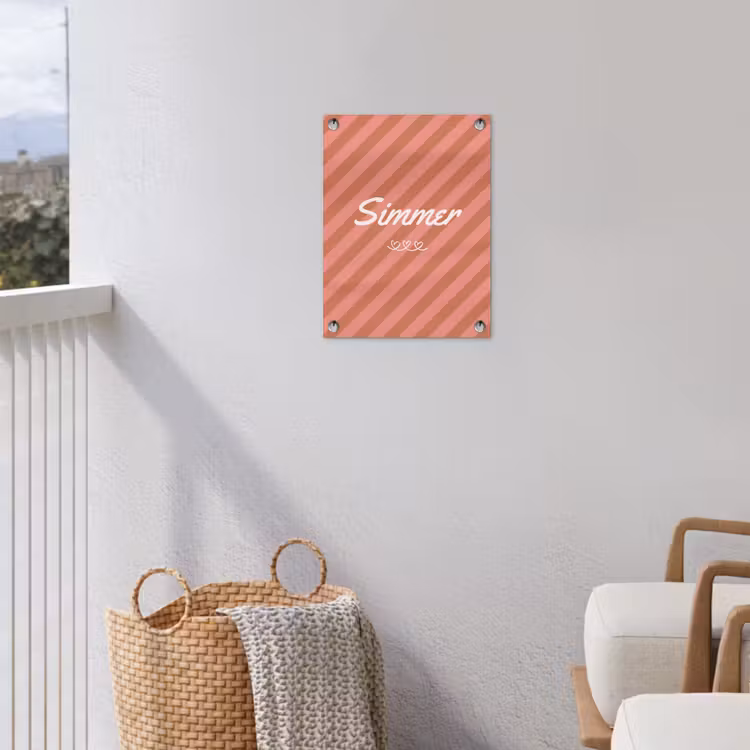 Simmer - Hartjes - Strepen - Roze tuinposter los doek klein -sfeer8