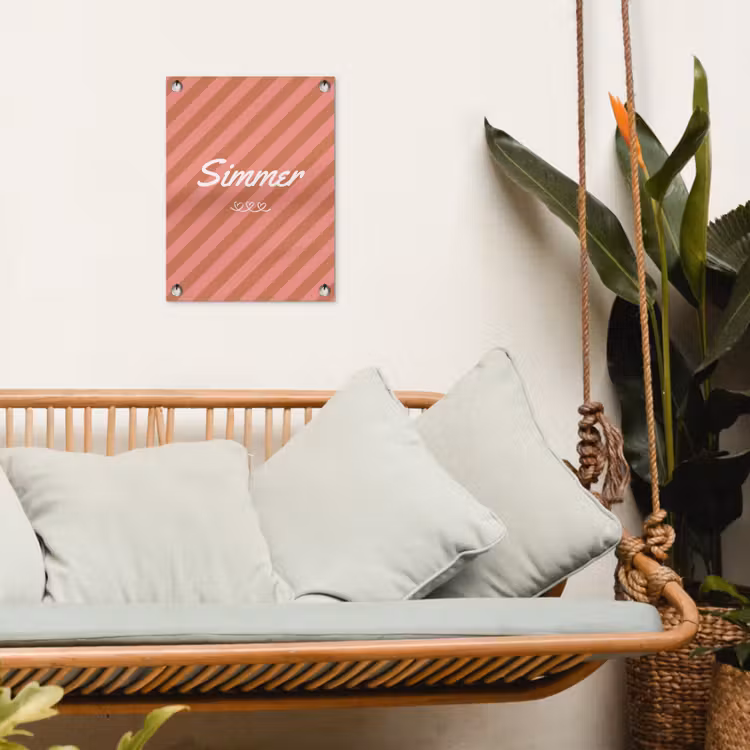 Simmer - Hartjes - Strepen - Roze tuinposter los doek klein -sfeer7