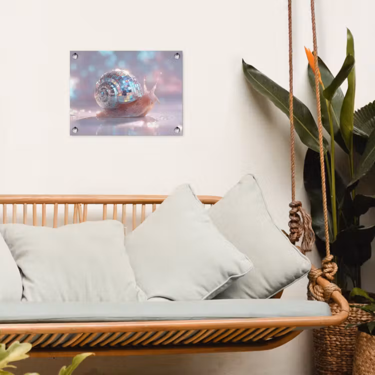 Slak - Disco - Mozaïek - Blauw tuinposter los doek klein -sfeer7
