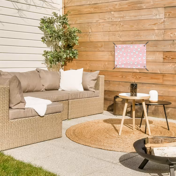 Spookjes - Patroon - Roze tuinposter los doek klein 239 -sfeer4