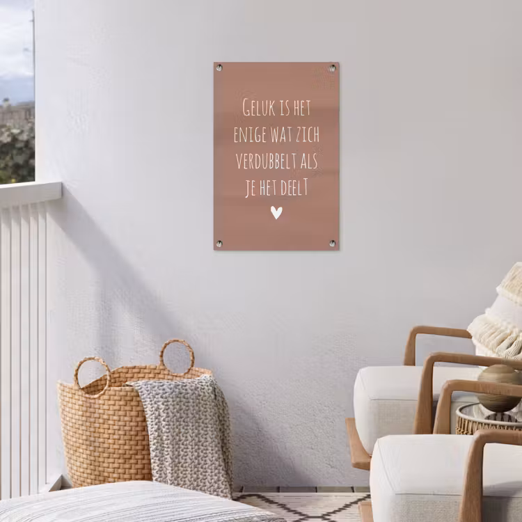 Spreuken - Geluk is het enige wat zich verdubbelt - Quotes tuinposter los doek klein -sfeer8