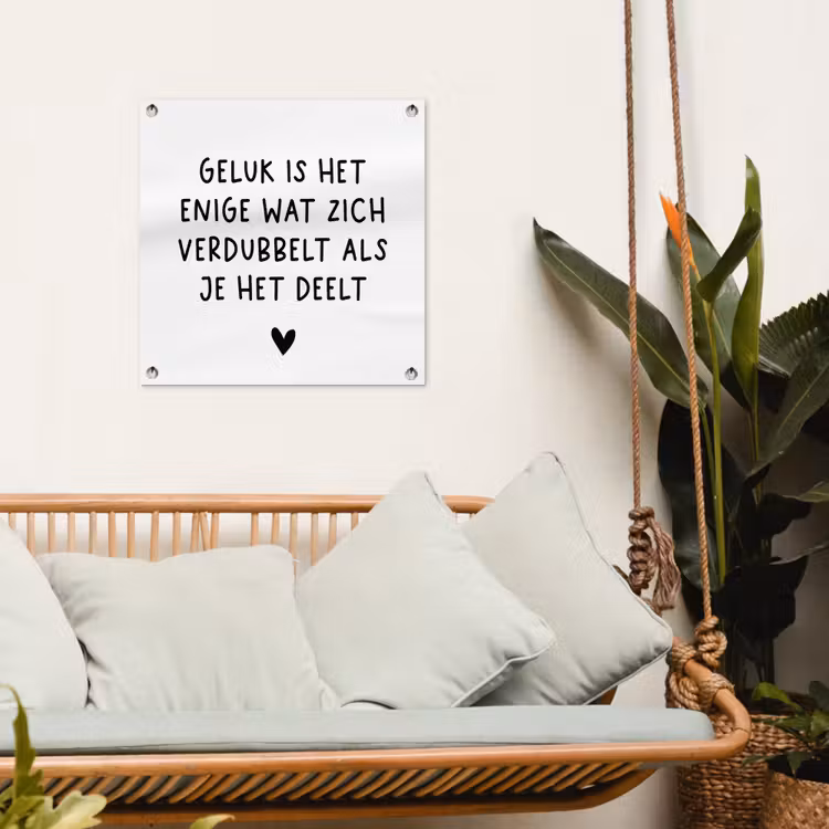 Spreuken - Geluk is het enige wat zich verdubbelt - Quotes tuinposter los doek klein -sfeer7