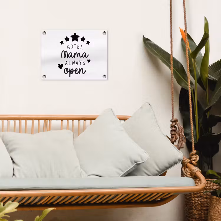Spreuken - Hotel mama always open - Mama - Quotes tuinposter los doek klein -sfeer7