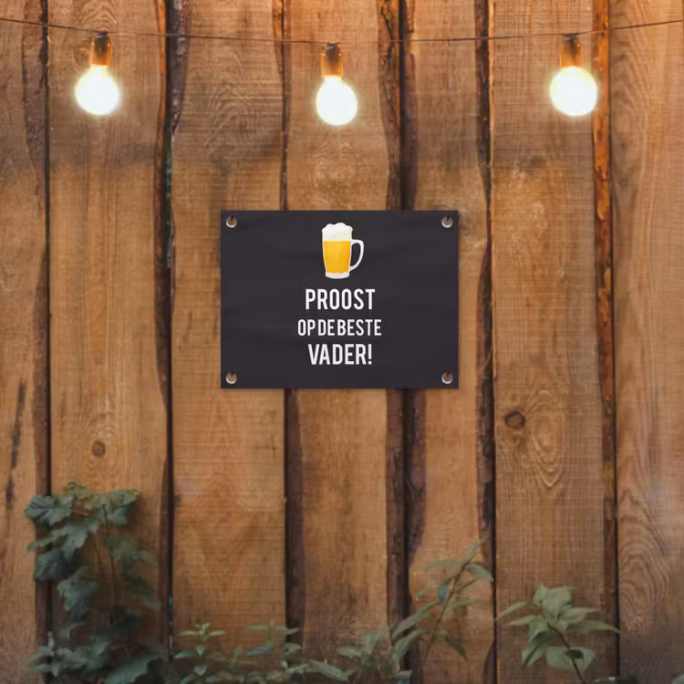 Spreuken - Proost op de beste vader - Quotes - Papa tuinposter los doek klein -sfeer1