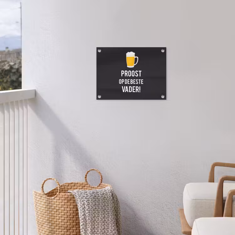 Spreuken - Proost op de beste vader - Quotes - Papa tuinposter los doek klein -sfeer8