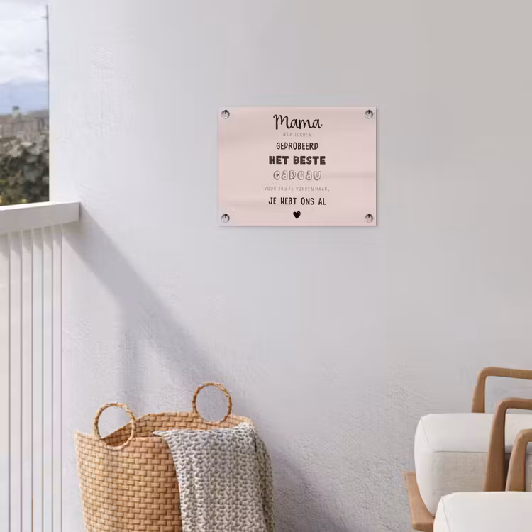Spreuken - Quotes Mama Je Hebt Ons Al - Moederdag cadeau voor mama - Roze tuinposter los doek klein -sfeer8