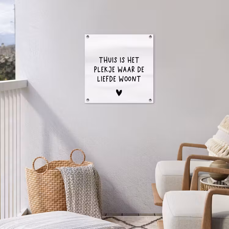 Spreuken - Thuis is het plekje waar de liefde woont - Quotes tuinposter los doek klein -sfeer8