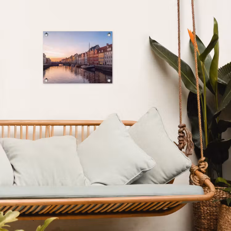 Stad - Gracht - Zonsondergang - Klassiek - Kleurrijk tuinposter los doek klein -sfeer7