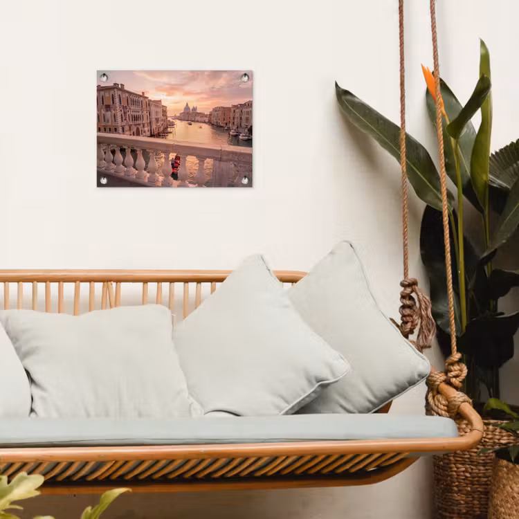 Stad - Venetië - Kanaal - Zonsopgang - Architectuur - Goud tuinposter los doek klein -sfeer7