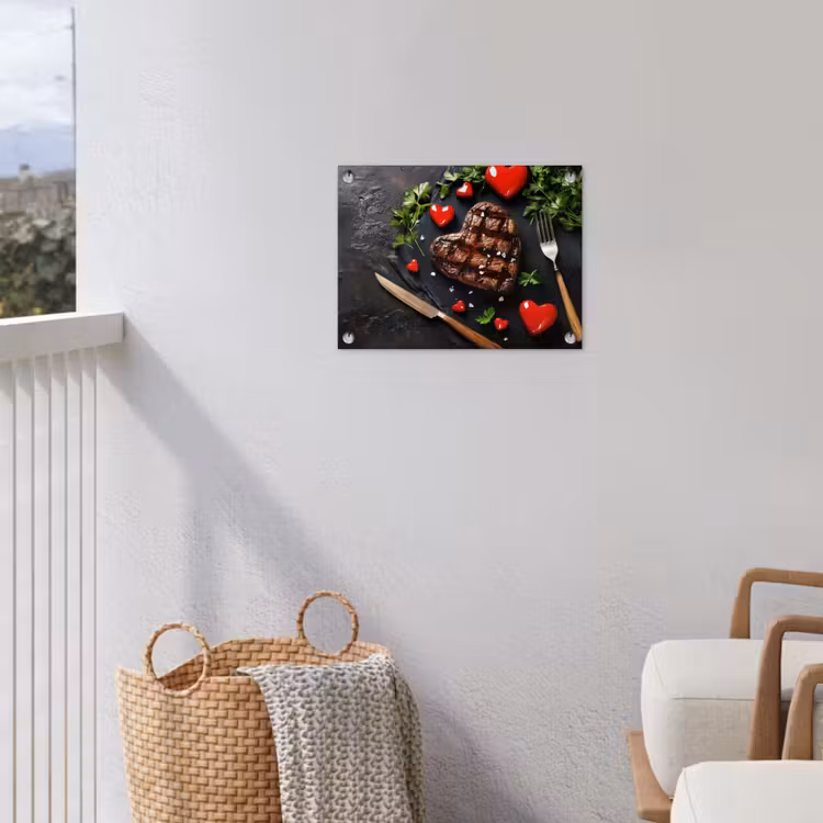 Steak - Hart - Bestek tuinposter los doek klein -sfeer8