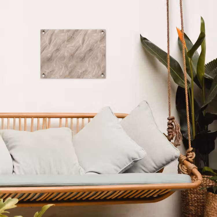 Steen - Golvend - Abstract - Beige tuinposter los doek klein -sfeer7
