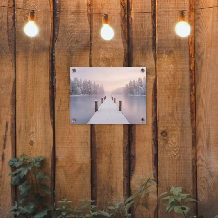 Steiger - Meer - Mist - Winter - Serene tuinposter los doek klein -sfeer1