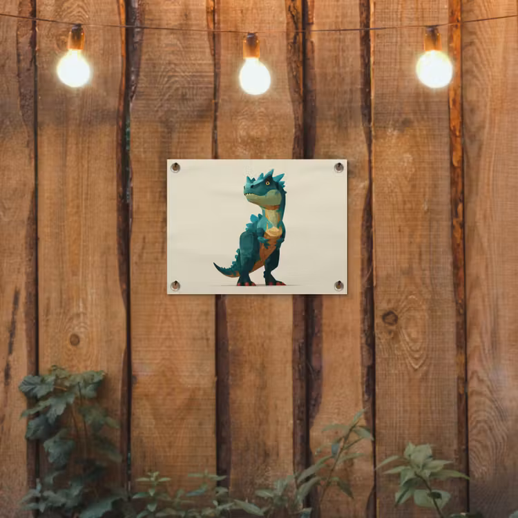 Stekels - Dino - Blauw - Gespierd tuinposter los doek klein -sfeer1