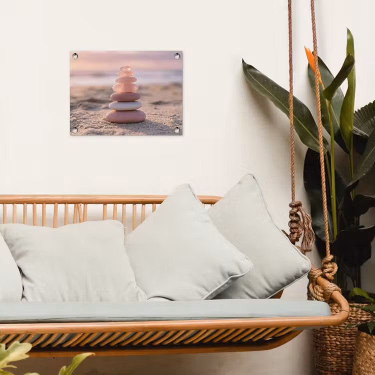 Stenen - Zand - Roze tuinposter los doek klein -sfeer7