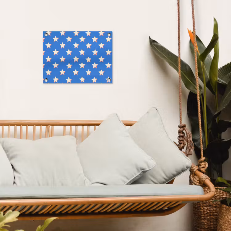 Sterren - Patroon - Blauw tuinposter los doek klein 239 -sfeer7