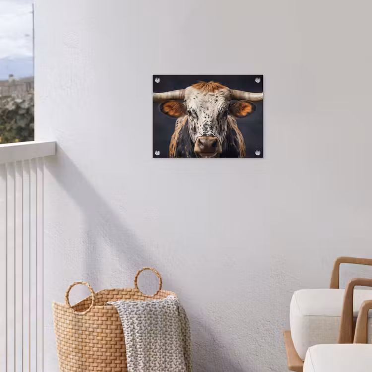 Stier - Kleurrijk - Hoorns tuinposter los doek klein -sfeer8