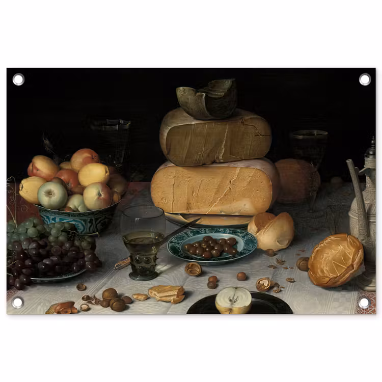 Stilleven met kazen - Schilderij van Floris Claesz. van Dijck tuinposter los doek klein -3d