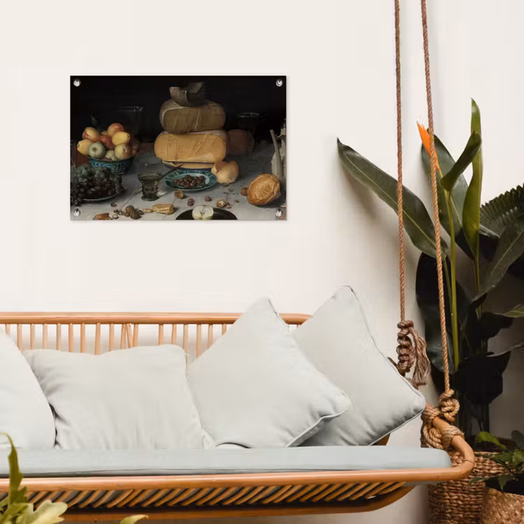Stilleven met kazen - Schilderij van Floris Claesz. van Dijck tuinposter los doek klein -sfeer7