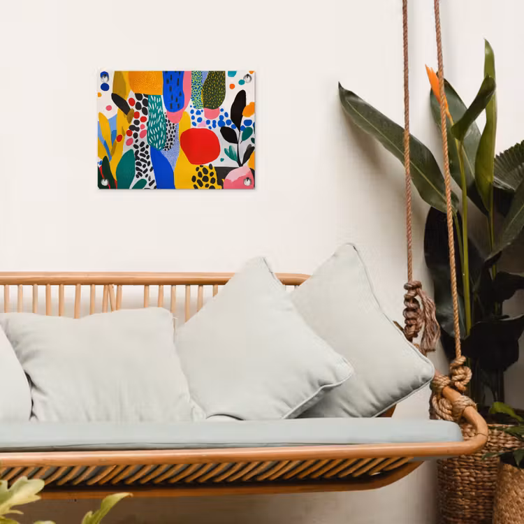 Stippen - Vormen - Modern - Kleuren tuinposter los doek klein -sfeer7