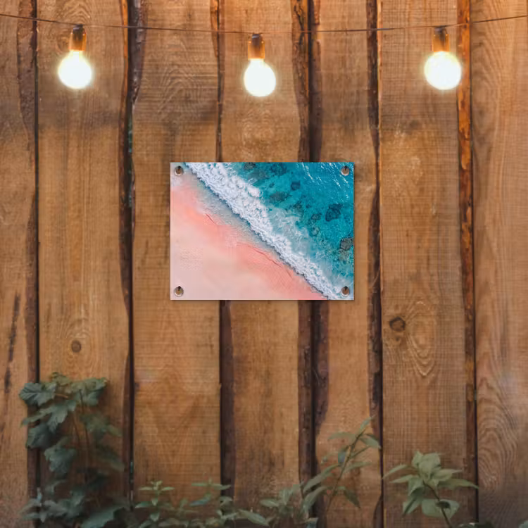 Strand - Oceaan - Golven - Roze Zand - Natuur tuinposter los doek klein -sfeer1