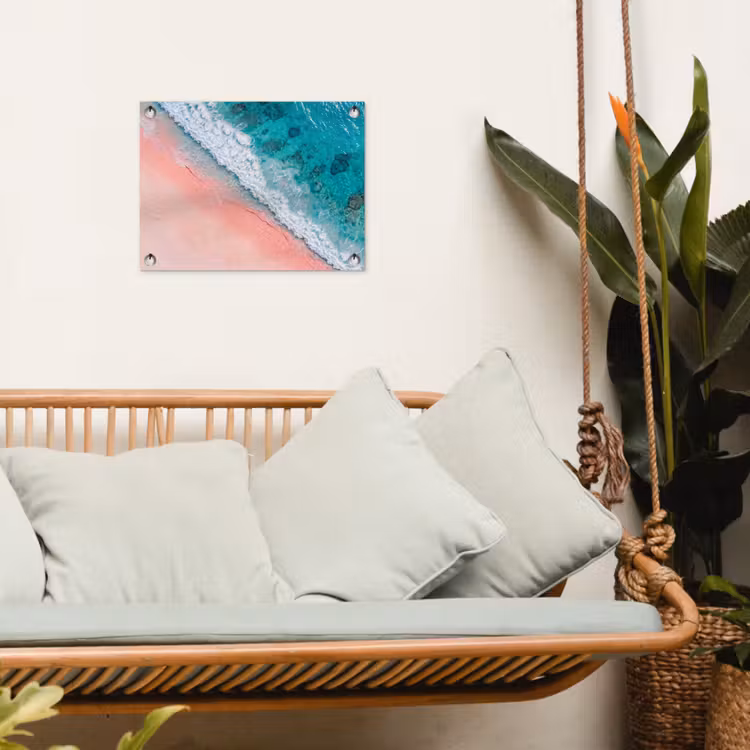 Strand - Oceaan - Golven - Roze Zand - Natuur tuinposter los doek klein -sfeer7